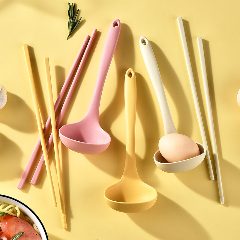 食品级硅胶筷子勺子套装家用吃面