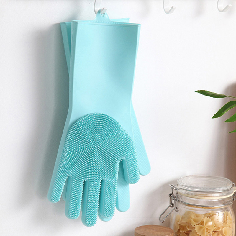 长手臂硅胶洗碗刷手套秋冬厨房食品级家用家务防水耐用加长加厚