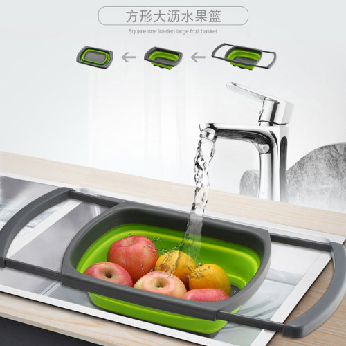 菜蓝子硅胶折叠洗菜盆沥水篮厨房