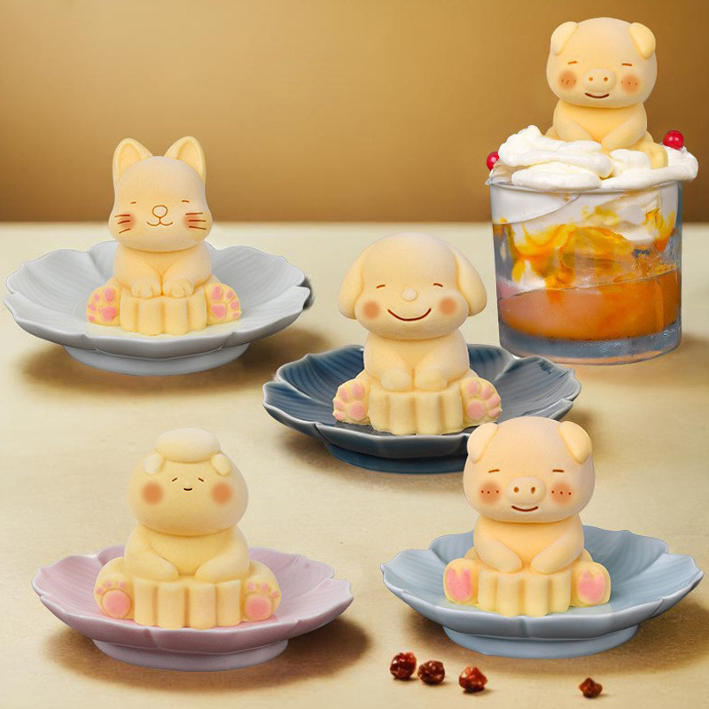 小狗奶茶冰块硅胶模具小猫小猪