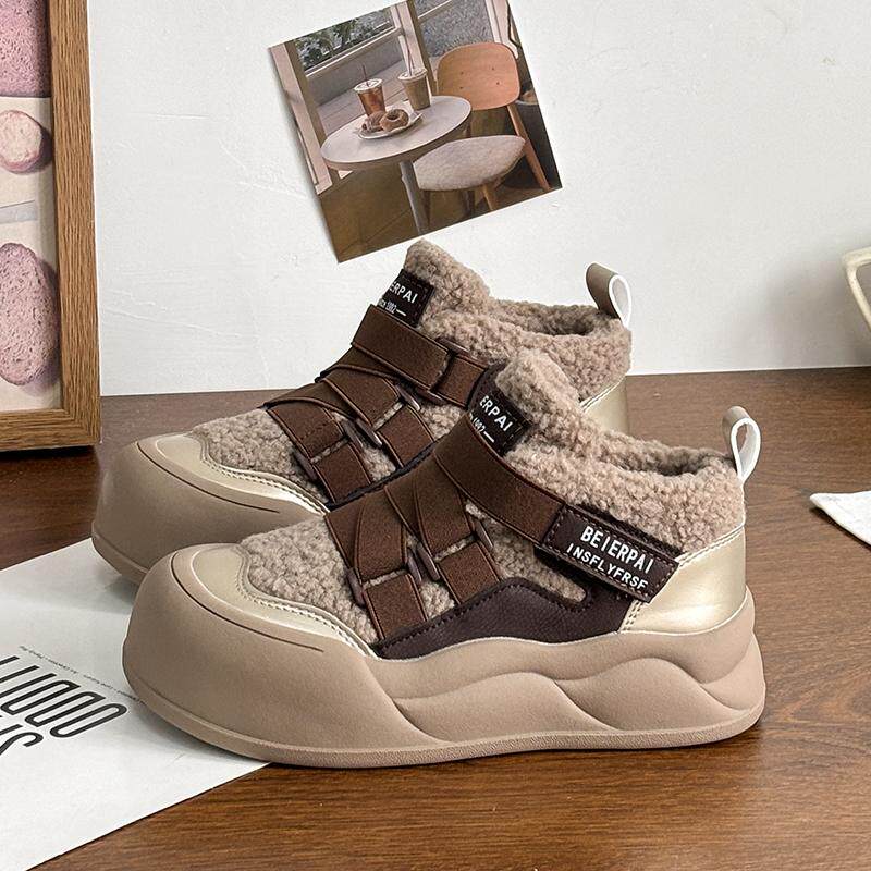 休闲保暖防滑加绒板鞋厚底百搭