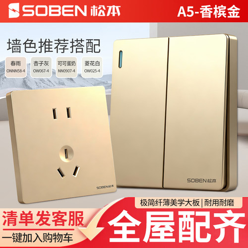 松本SOBEN墙壁大板开关A5二三插
