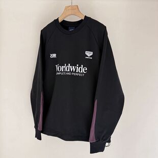 美式复古~中大童拼色圆领卫衣150-190青少年秋冬针织宽松亲子上衣