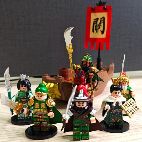 迪库积木三国小侠人仔关羽赤兔马