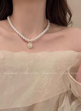 清仓捡漏18K金猫眼石珍珠项链女