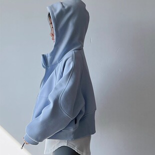 2026春季中大童连帽卫衣外套女童lulu风短款休闲上衣宽松韩版