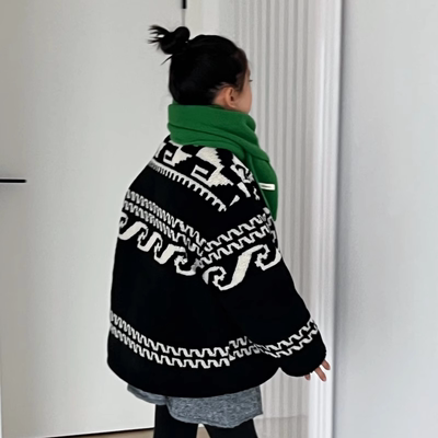 2025秋冬新款女童费尔岛夹棉加厚羊羔毛外套韩系洋气棉服两面穿