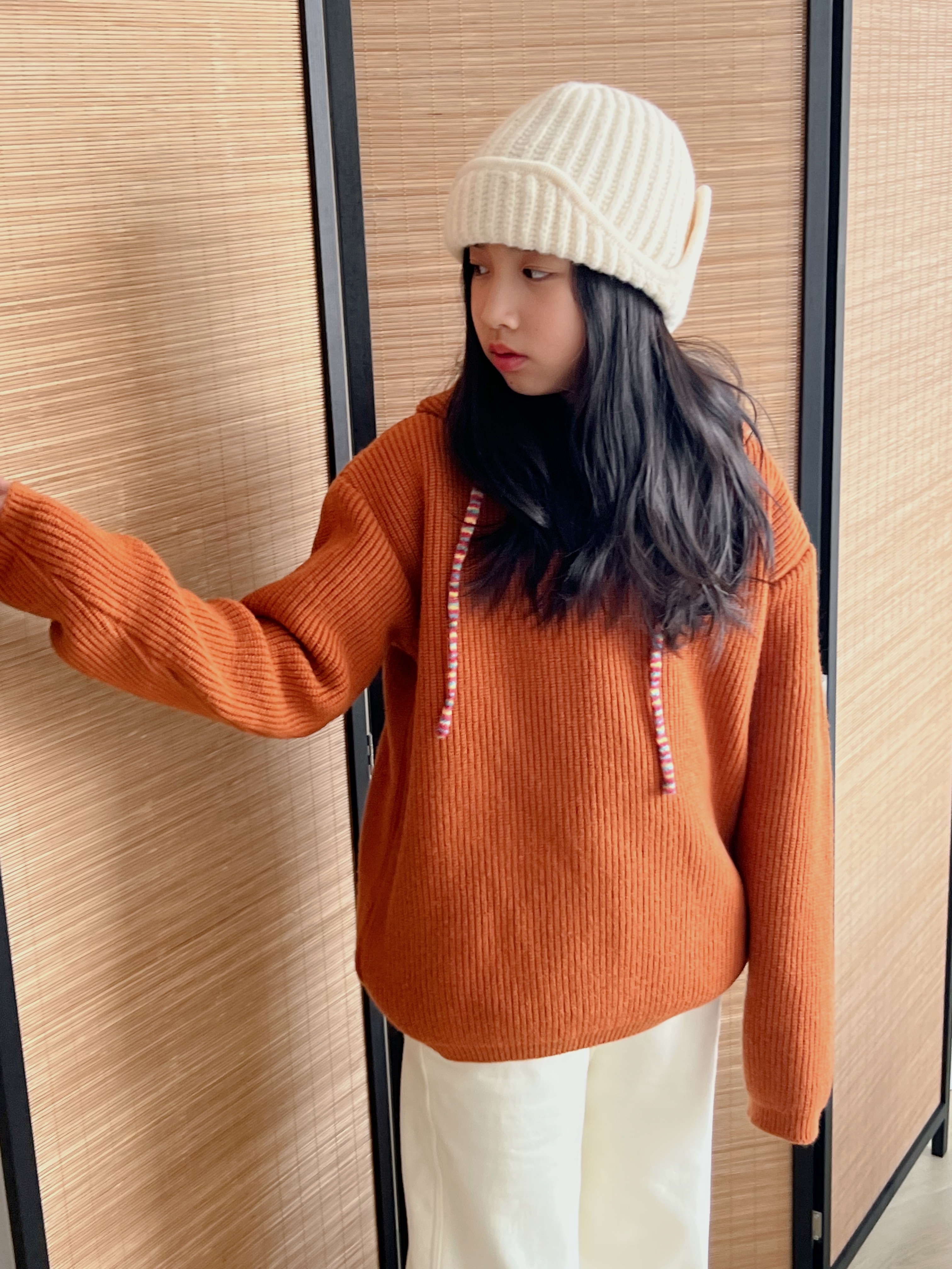 2025秋冬新款韩版女童连帽毛衣中大童洋气针织衫上衣