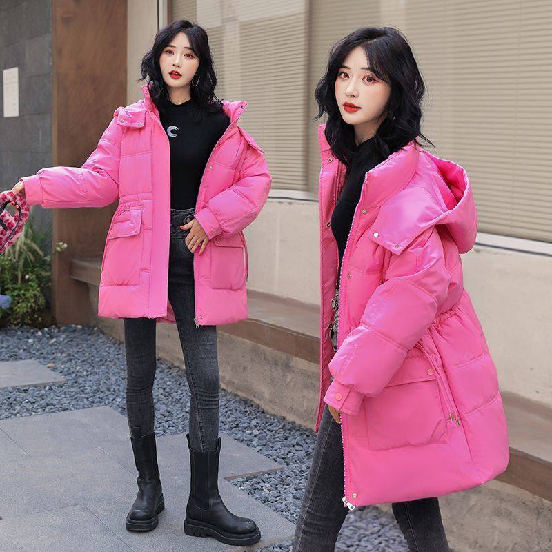 纯色棉衣棉服年轻女冬季外套中长款面包服羽绒厚棉袄年新款青春潮