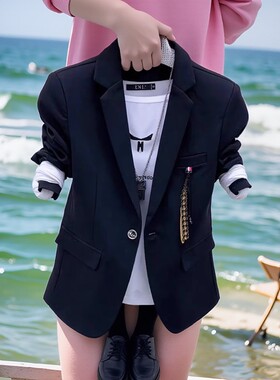 纯色小西装男士时尚韩版新款春秋外套网红发型师潮流上衣休闲西服