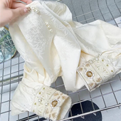 新中式 上衣 宽松显瘦长袖 国风盘扣复古提花气质衬衫 女2025年春新款