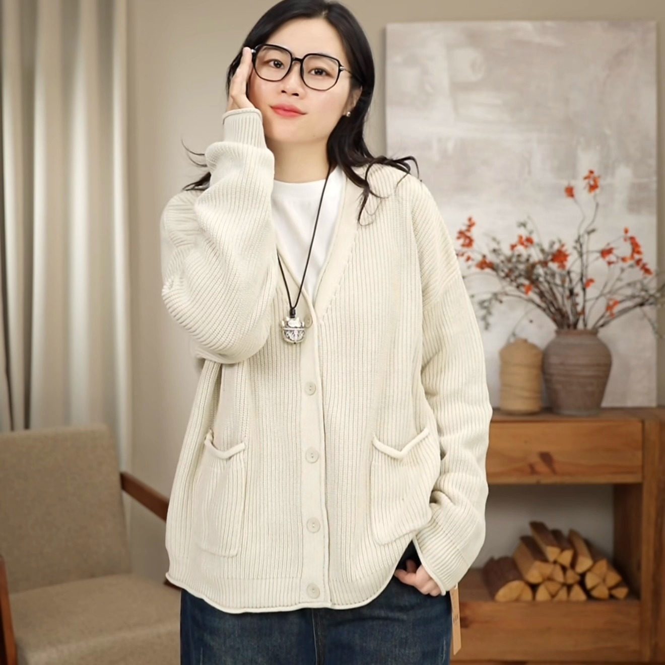 冬季厚款V领针织开衫宽松韩版气质慵懒做旧毛衣女 7660,女装/女士精品,毛衣,淘宝优惠券,粉丝福利购,淘宝优惠卷