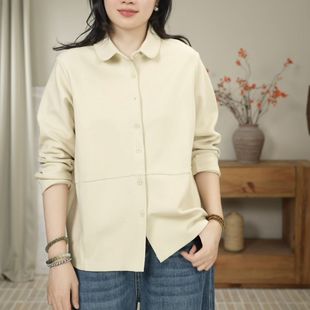 上衣女 简约休闲宽松排扣百搭减龄卫衣衬衫 25105 POLO领长袖 秋季