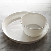 妙HOME创意白色骨瓷异形餐具盘碗碟 磨砂餐厅西餐盘小碗深汤盘