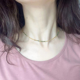 轻奢小众锁骨链 女生礼品 天然碧玺项链 春夏季 原创 旺夫石 CQ40