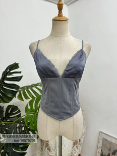 塔米家 澳单W*Fox深V蕾丝边鱼骨吊带上衣 G1-4