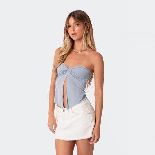 塔米家 美Ed*k扭结开叉抹胸上衣 B2-3