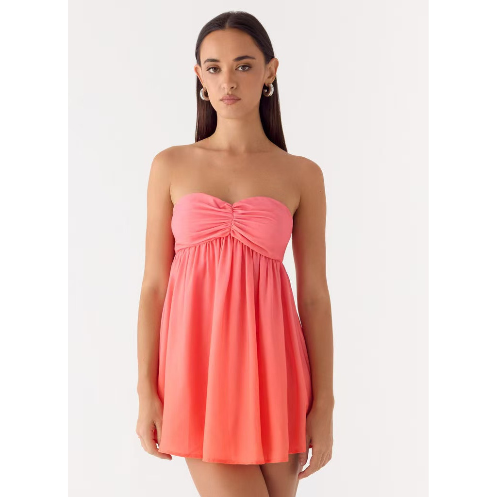 塔米家 PE橙红贝壳胸抹胸连身超短裙 A4-1