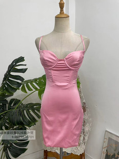 塔米家 英国单OhP*lly色丁钢托鱼骨包身吊带连衣裙 A5-1