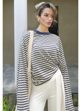 塔米家 澳母狮子L*on*ss宽松休闲条纹长袖上衣 多色 F4-1