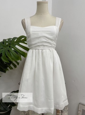 塔米家 B-R白色网纱皱褶吊带连身礼服姐妹裙 A2-2