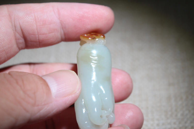 新疆和田玉籽料文玩手机钥匙挂件吊坠项手串链牌转运珠红皮佛手瓜