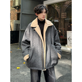 羊羔绒设计感冬棉服男宽松加厚保暖毛呢棉袄外套棉衣312P128，男装棉衣，电商A070