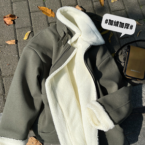 羊羔毛加厚外套男拉链宽松翻领棉袄冬季潮棉衣 MF313 P128图片