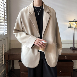 新款潮流痞帅男生宽松撞色西服单排扣休闲西装 XZ206 P85，男装西服套装，电商A070