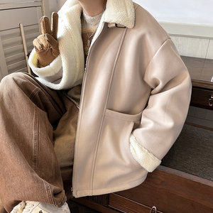 设计立体感款羊羔毛棉服 毛呢大衣宽松夹克男士潮棉衣 F313 P128图片