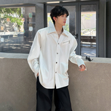 垫肩解构金属纽扣设计廓型小众禁欲系衬衣男长袖衬衫CS939P65，男装衬衫，电商A070