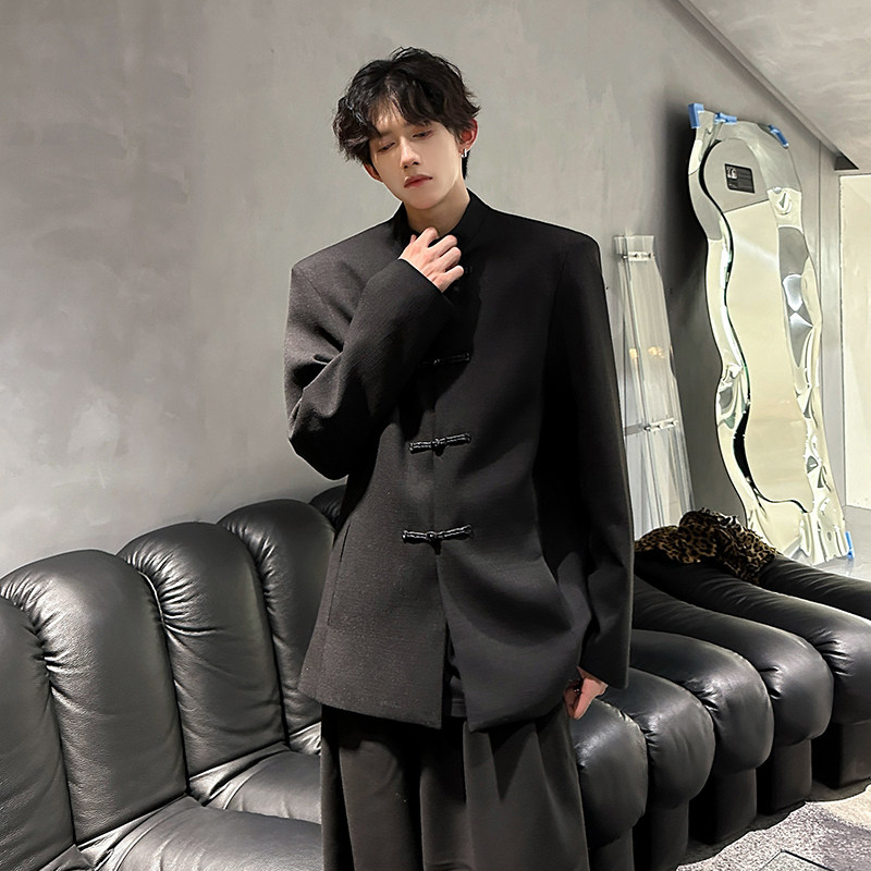 垫肩新中式盘口中山装立领西装外套风夹克小西服JK344P108,男装西服,电商A070