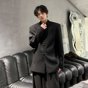 垫肩新中式盘口中山装立领西装外套风夹克小西服JK344P108
