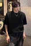 小众金属设计感垫肩高街宽松T恤美式半袖款男潮短袖CD1047P48，男装T恤，电商A070