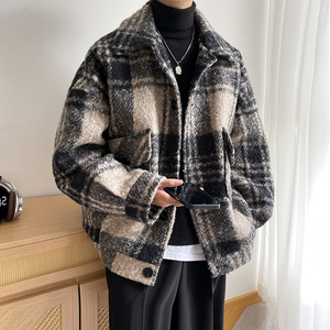 毛呢大衣oversize厚款保暖宽松外套毛绒呢子男士夹克 JK133 P108图片
