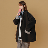 宽松拼色西服中性风情侣单排扣西装X206P85，男装西服套装，电商A070