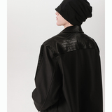 垫肩设计高级感老钱风皮料拼接美式痞帅宽松男潮夹克383P118，男装夹克，电商A070