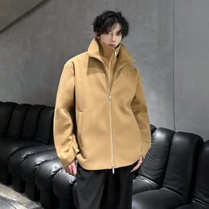 加棉冬呢子外套cleanfit韩系假两件高级感毛呢男夹克 DY711 P125图片