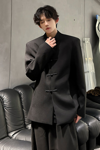 垫肩新中式盘口中山装立领西装外套风夹克小西服 JK344 P108图片