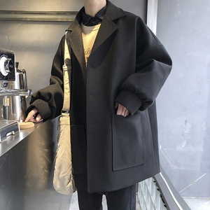 冬厚男中性中长款风衣外套宽松港风毛呢大衣潮 DY01 P110图片
