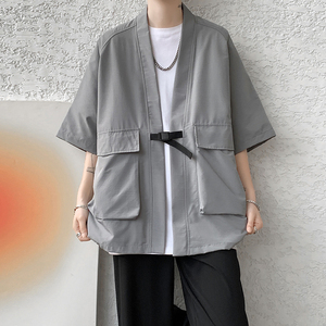 复古日系禁欲性冷淡工装风道袍禅服和服男短袖衬衫CS920P60,关之琳60岁穿搭图片