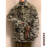 小香风痞帅潮流夜店外套个性立体感毛边毛呢男夹克AJK131P108，男装夹克，电商A070