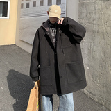 简约中长款风衣连帽撞色宽松青少年bf男毛呢大衣DY09P120，男装风衣，电商A070