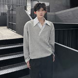 假两件V领拼接条纹衬衫领T恤潮男宽松长袖2262P55加绒P60，男装T恤，电商A070