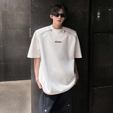 垫肩设计金属多拉链潮圆领T恤重工高质感原创夏男短袖CD1078P48，男装T恤，电商A070