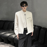垫肩设计小香风金属廓形短款宽松外套正肩老钱风男夹克JK372P98，男装夹克，电商A070
