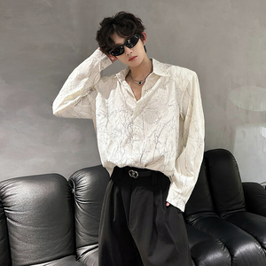 垫肩设计小众风肌理感金属宽松痞帅衬衣 休闲男衬衫 CS931 P58,男装衬衫,电商A070