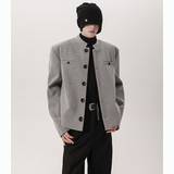 垫肩设计立领老钱风呢子西装外套韩版休闲毛呢小西服385P108，男装西服套装，电商A070