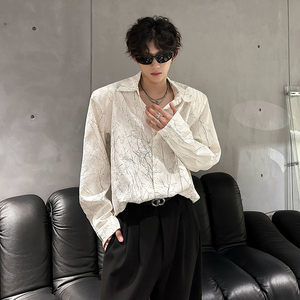 垫肩设计小众风肌理感金属宽松痞帅衬衣 休闲男衬衫  CS931 P58图片