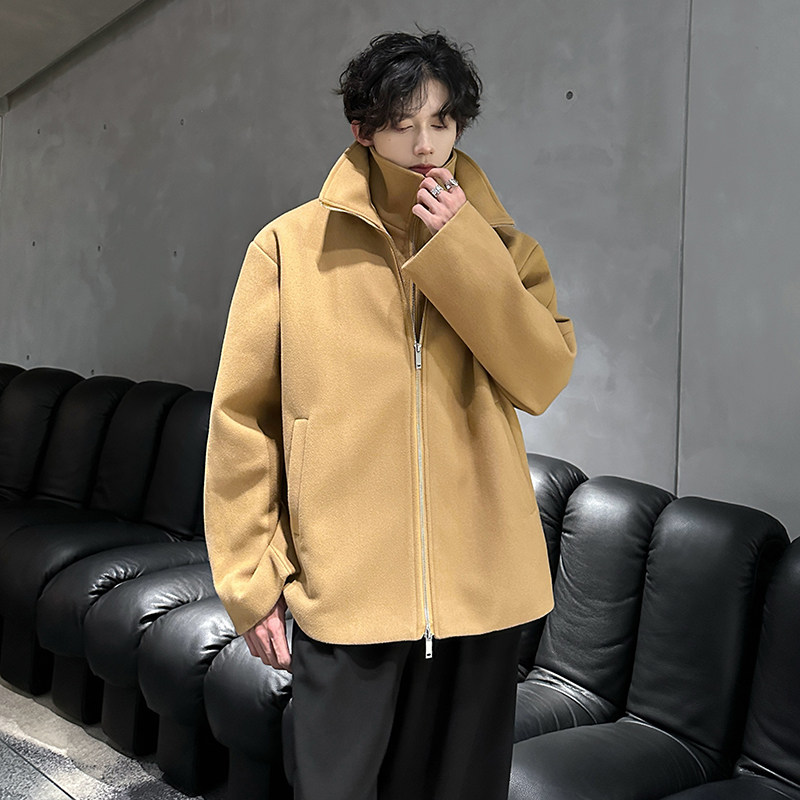 加棉冬呢子外套cleanfit韩系假两件高级感毛呢男夹克DY711P125,男装夹克,电商A070